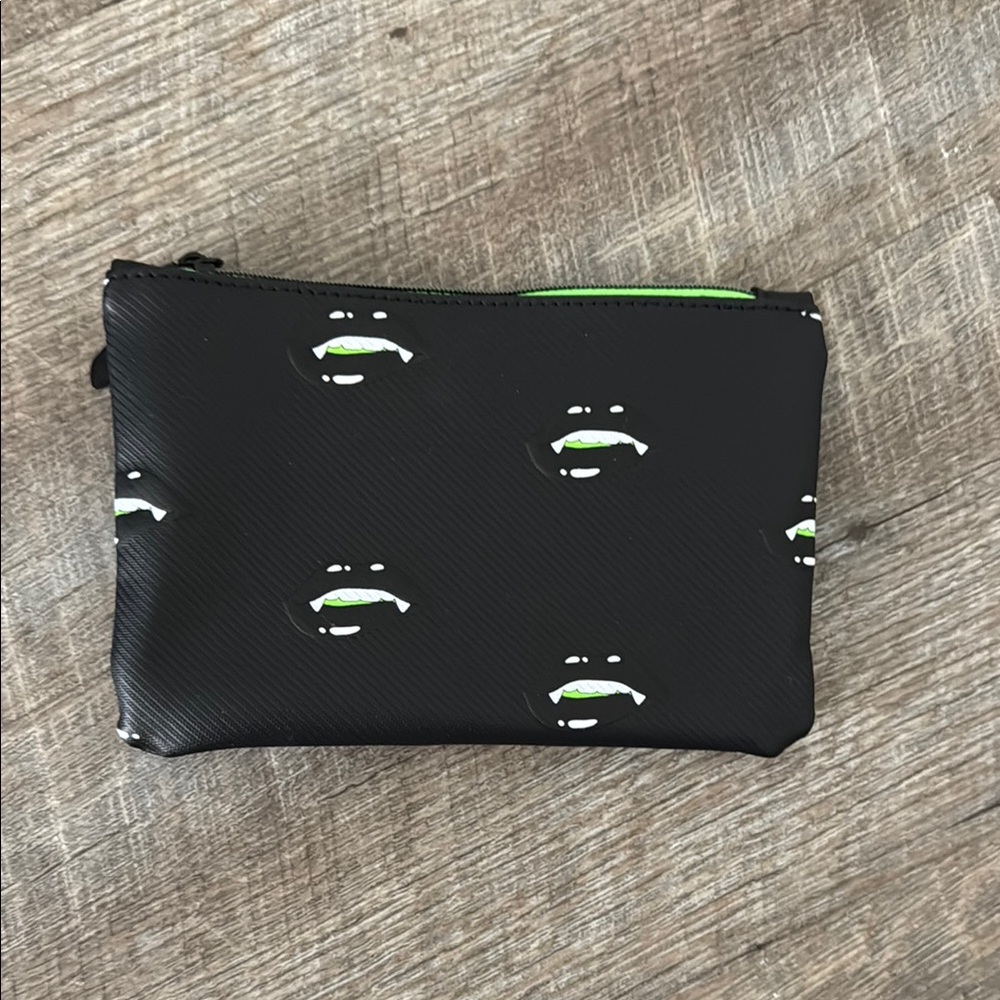 Ipsy Black and Green Cosmetic Bag with Vampires Design